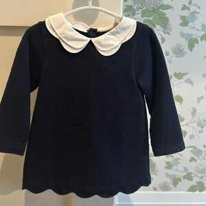 Jacadi navy fleece dress with Peter Pan collar